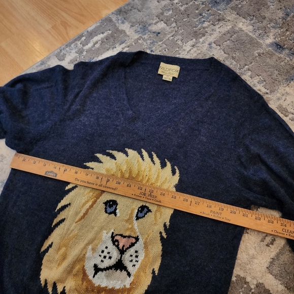 Wildfox oversized wool-blend blue lion lightweight knit sweater XS - Picture 15 of 16